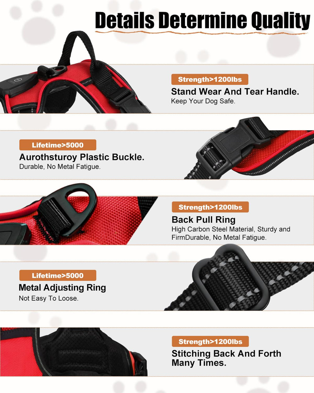 Villabliss light up dog harness reflective stitching for visibility