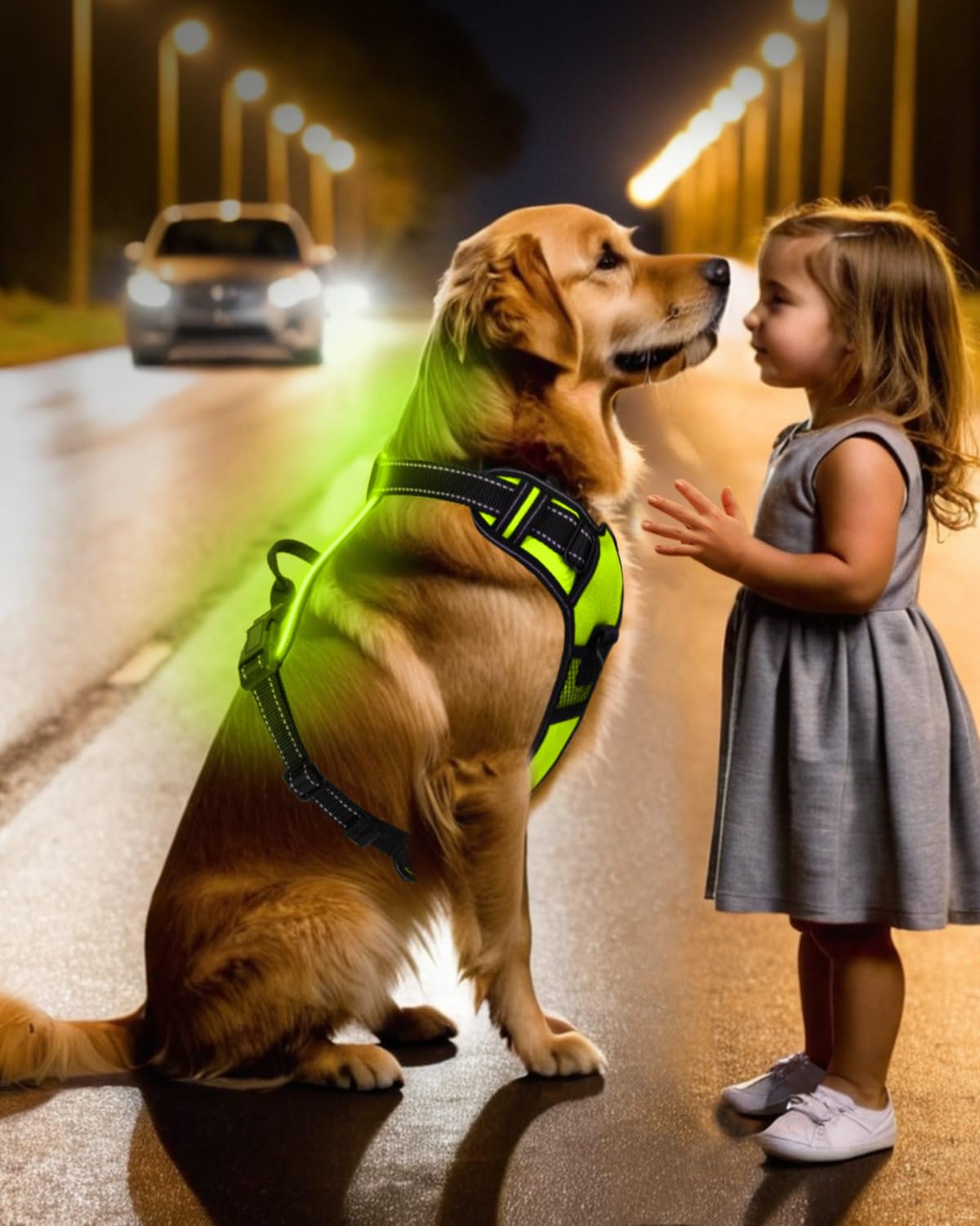 Villabliss light-up dog harness size chart helps find a secure, snag-free fit