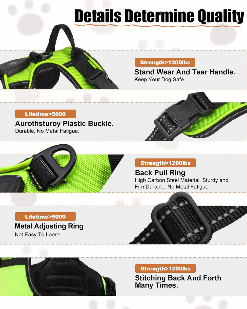 Villabliss light-up dog harness soft inner padding ensures comfortable wear on long outings