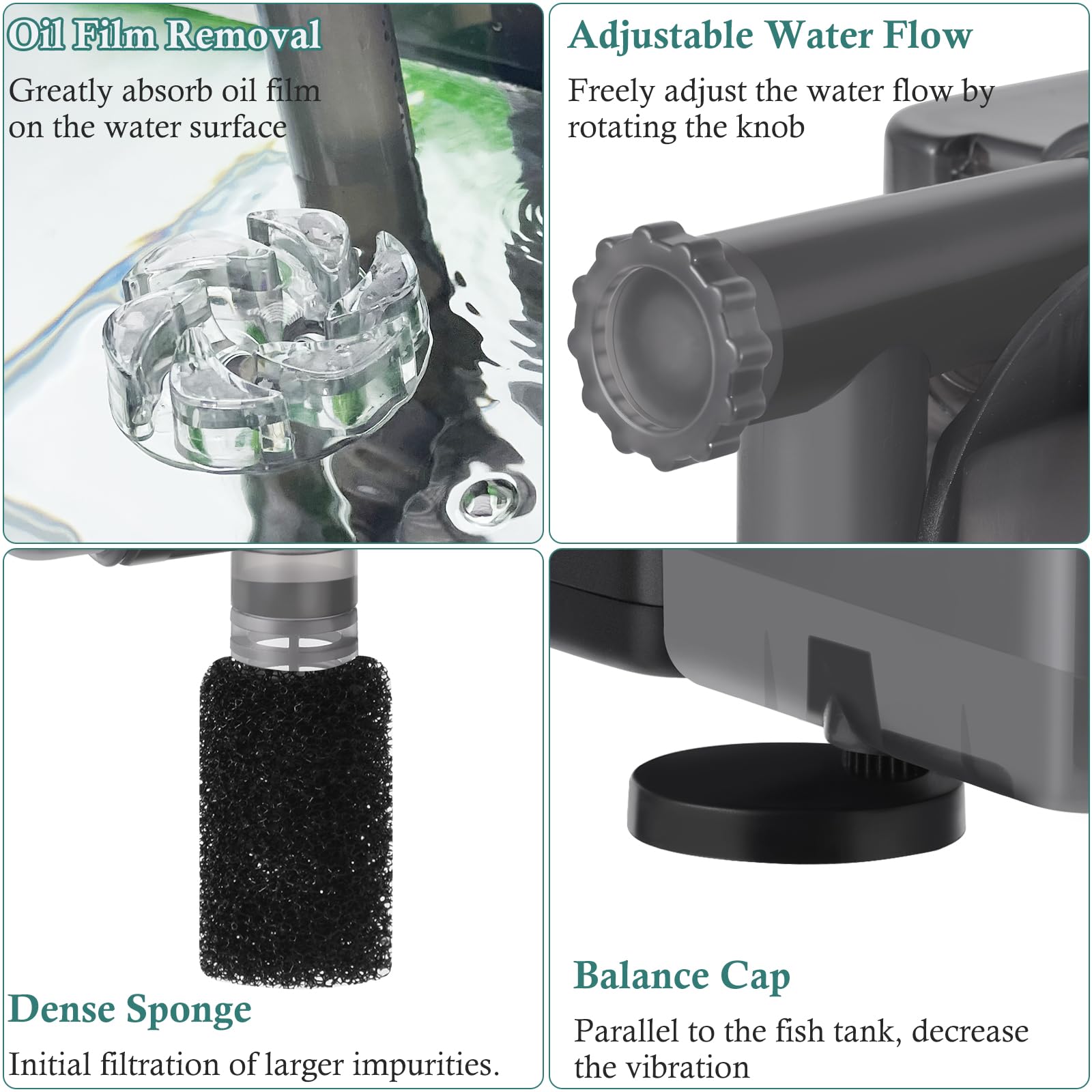 VILLNO 5W Hang-On filter quiet operation ideal for night-time aquariums.