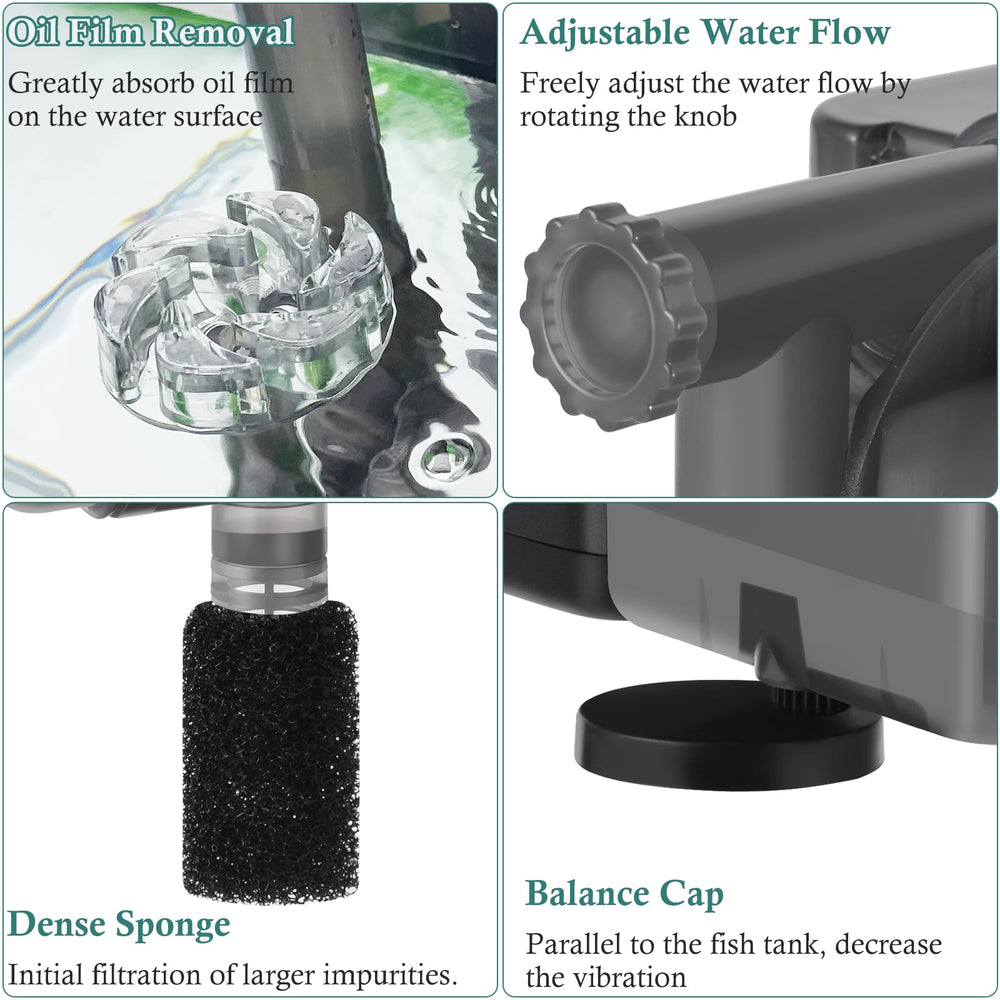 VILLNO 5W Hang-On filter quiet operation ideal for night-time aquariums.