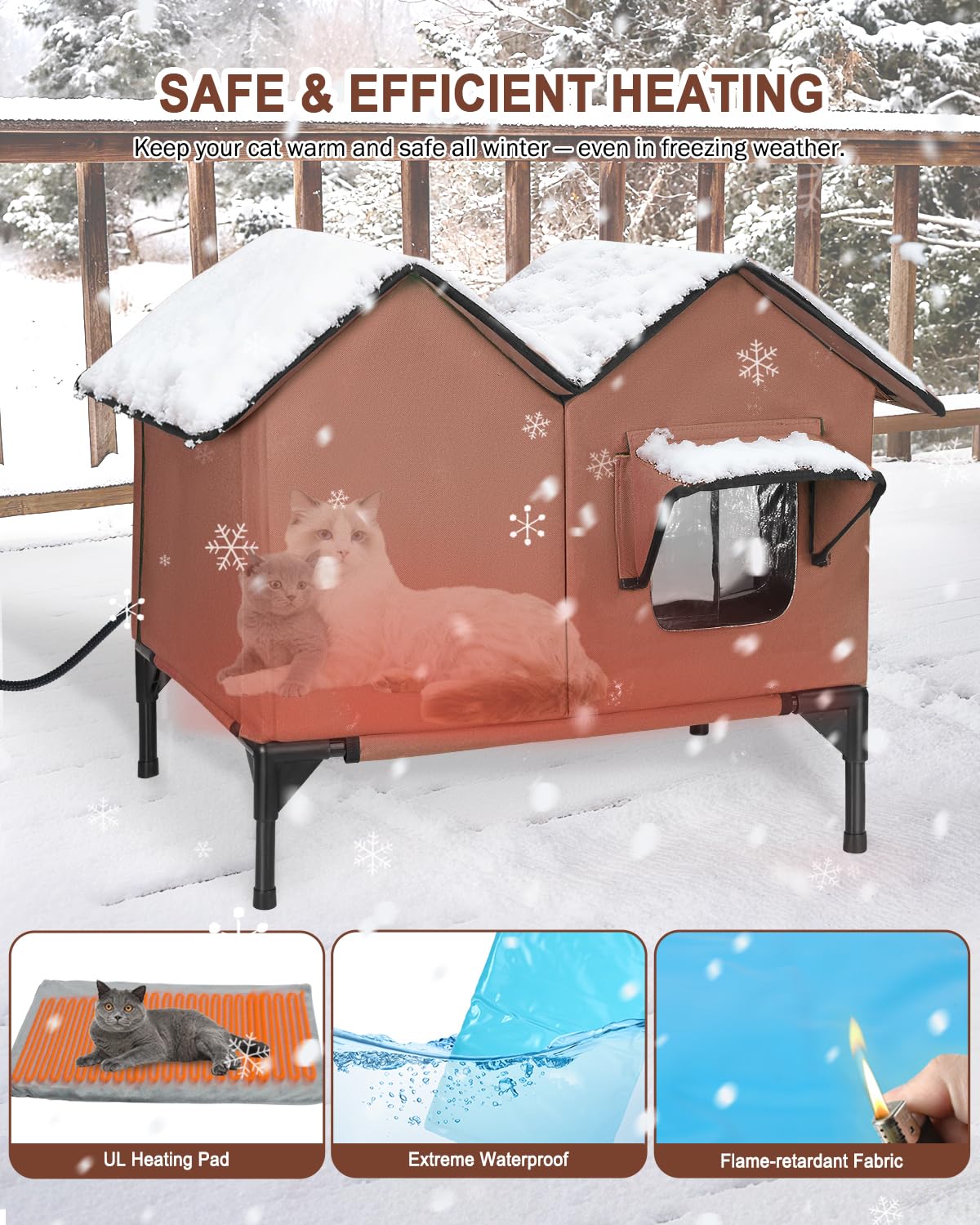 VILRAK cat house elevated base keeps interior dry from moisture