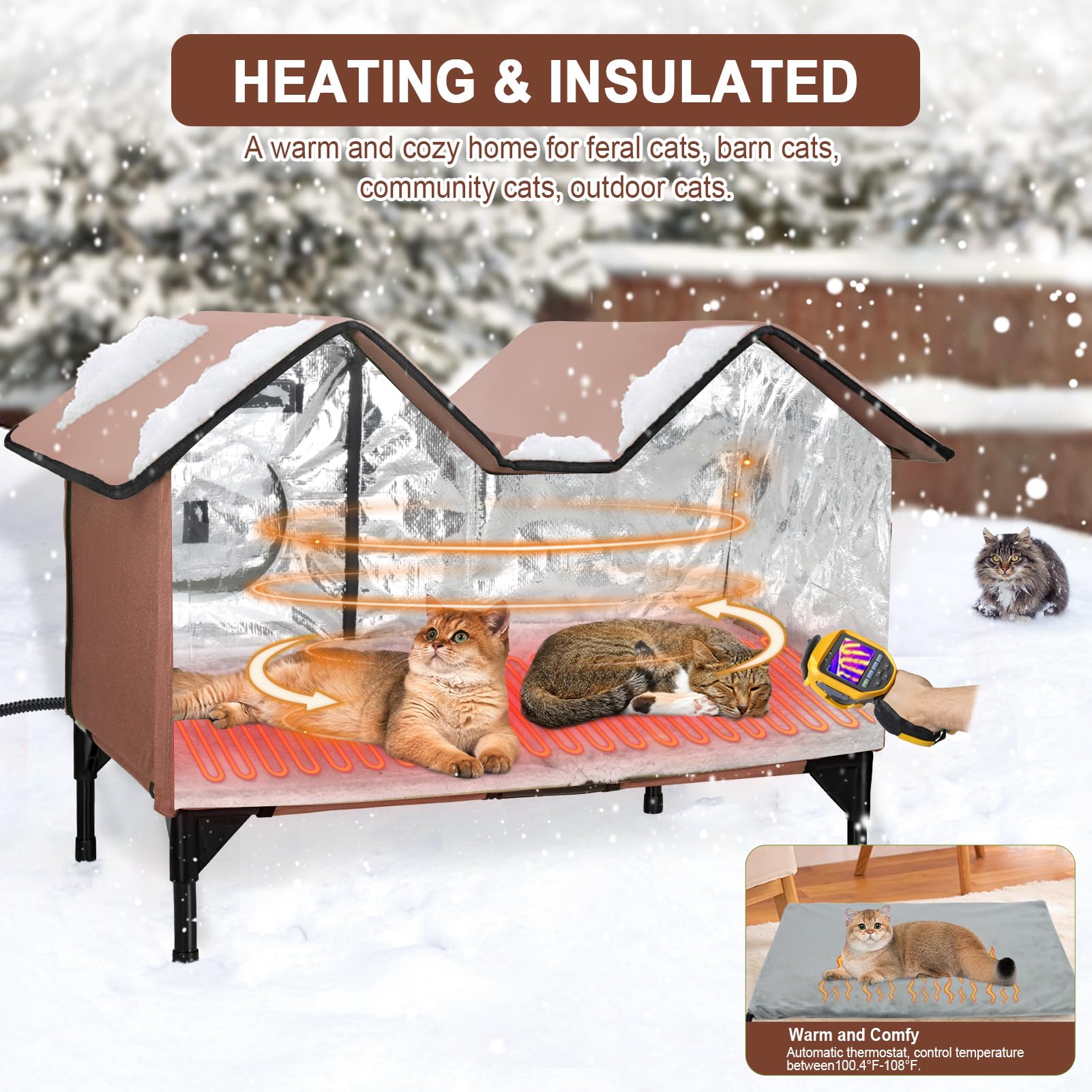 VILRAK insulated-foil cat house interior stays cozy in cold weather.