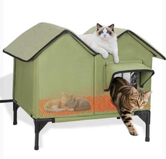 VILRAK large heated cat house outdoor entrance—sheltered entry for outdoor cats during cold spells.