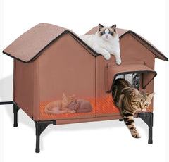 VILRAK large heated cat house top view for outdoor winter shelter and warmth