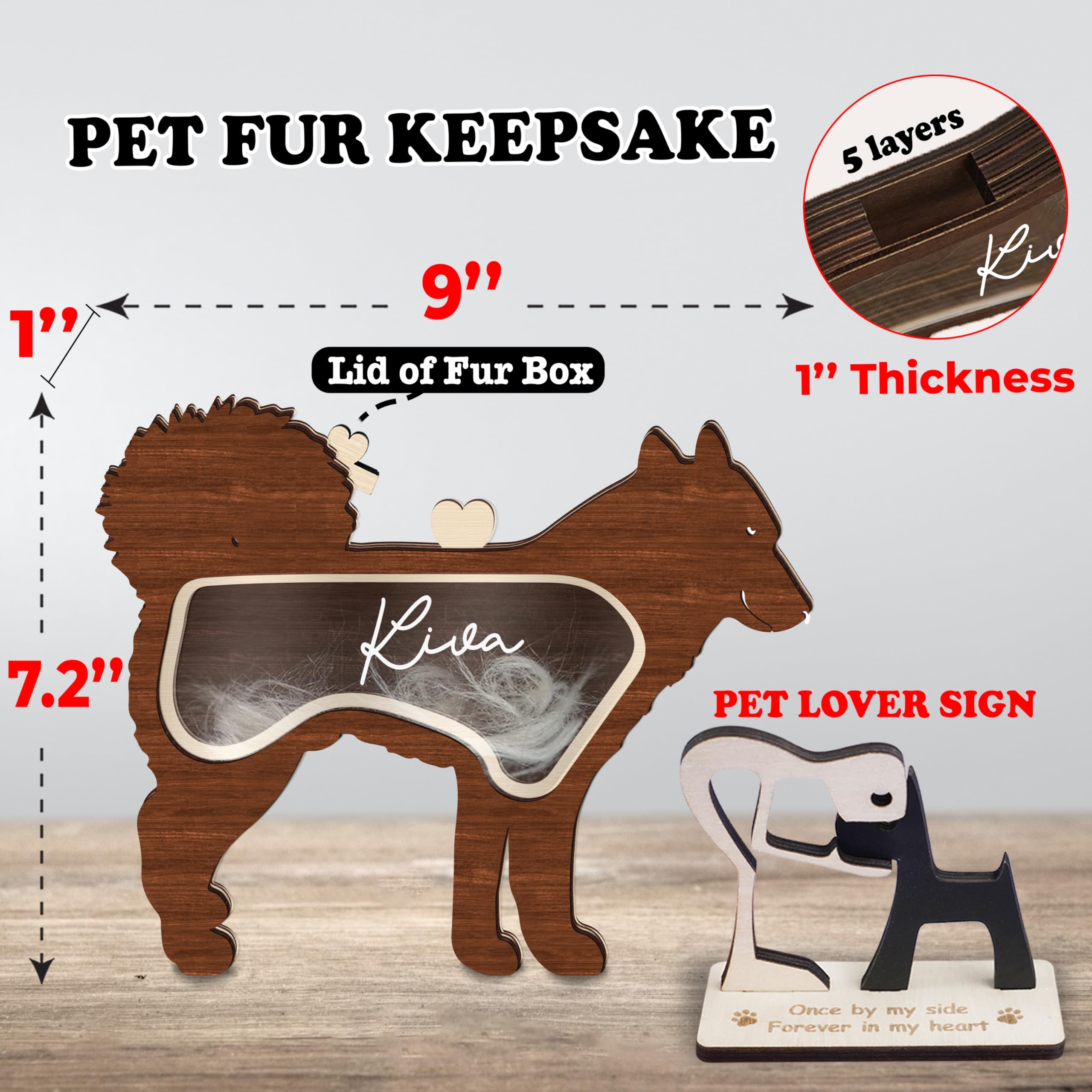 VINARTSVN Siberian Husky Keepsake Box inner view showing fur storage for cherished memories