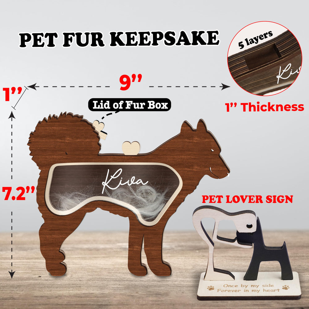 VINARTSVN Siberian Husky Keepsake Box inner view showing fur storage for cherished memories