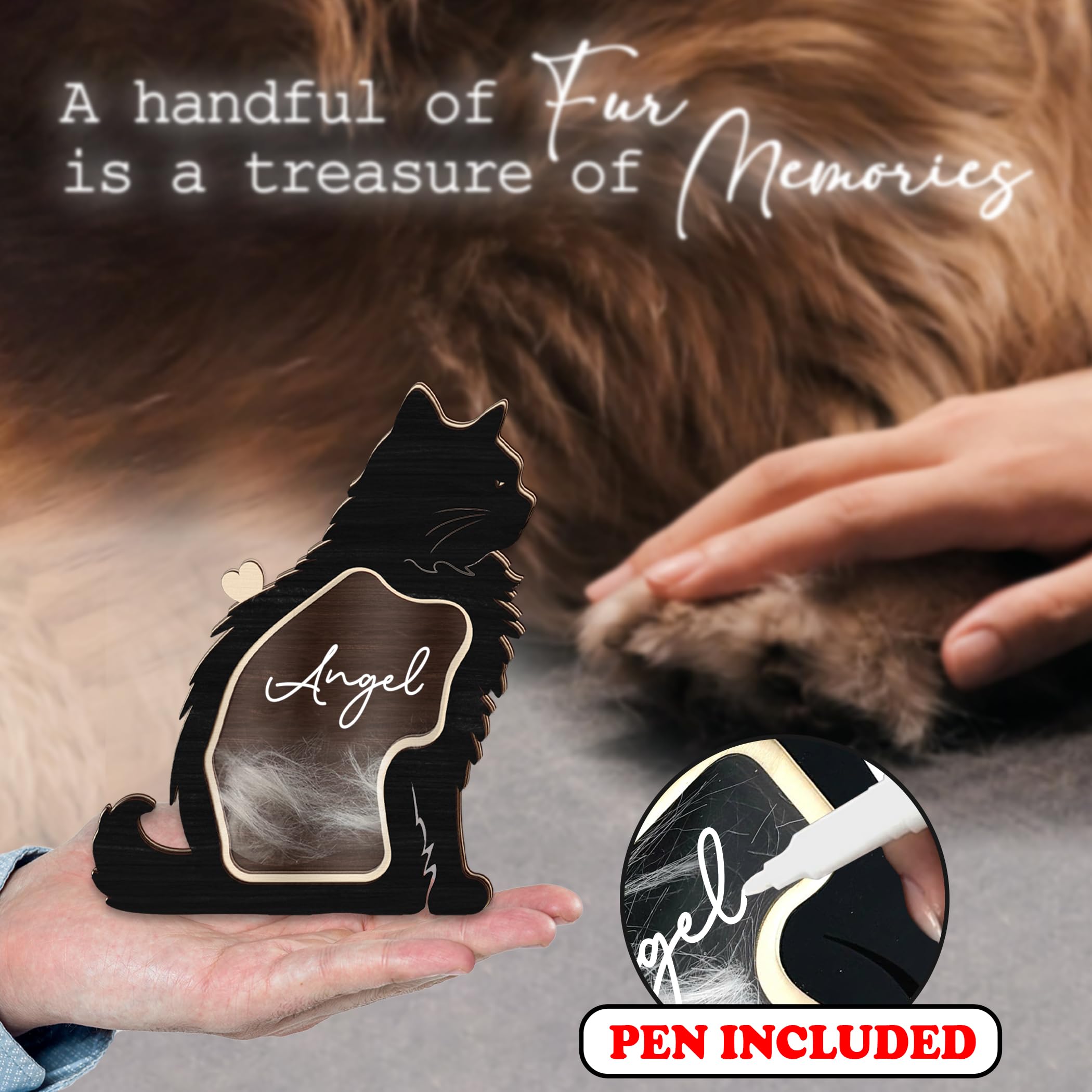 VINARTSVN wooden memorial box showcases fur with stand for display