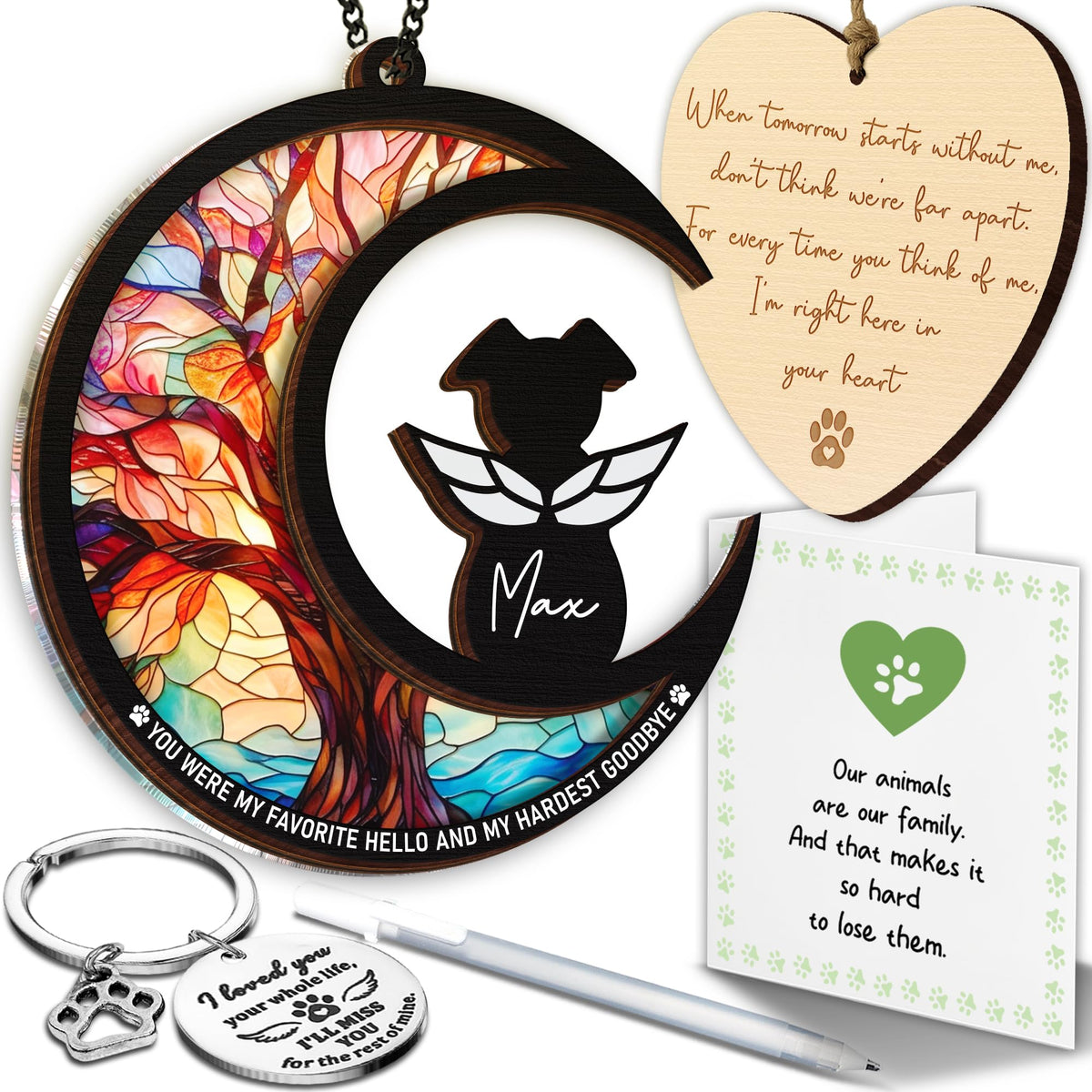 Vinatimes 6in Dog Angel Memorial Suncatcher in sunlight creates a comforting rainbow memory
