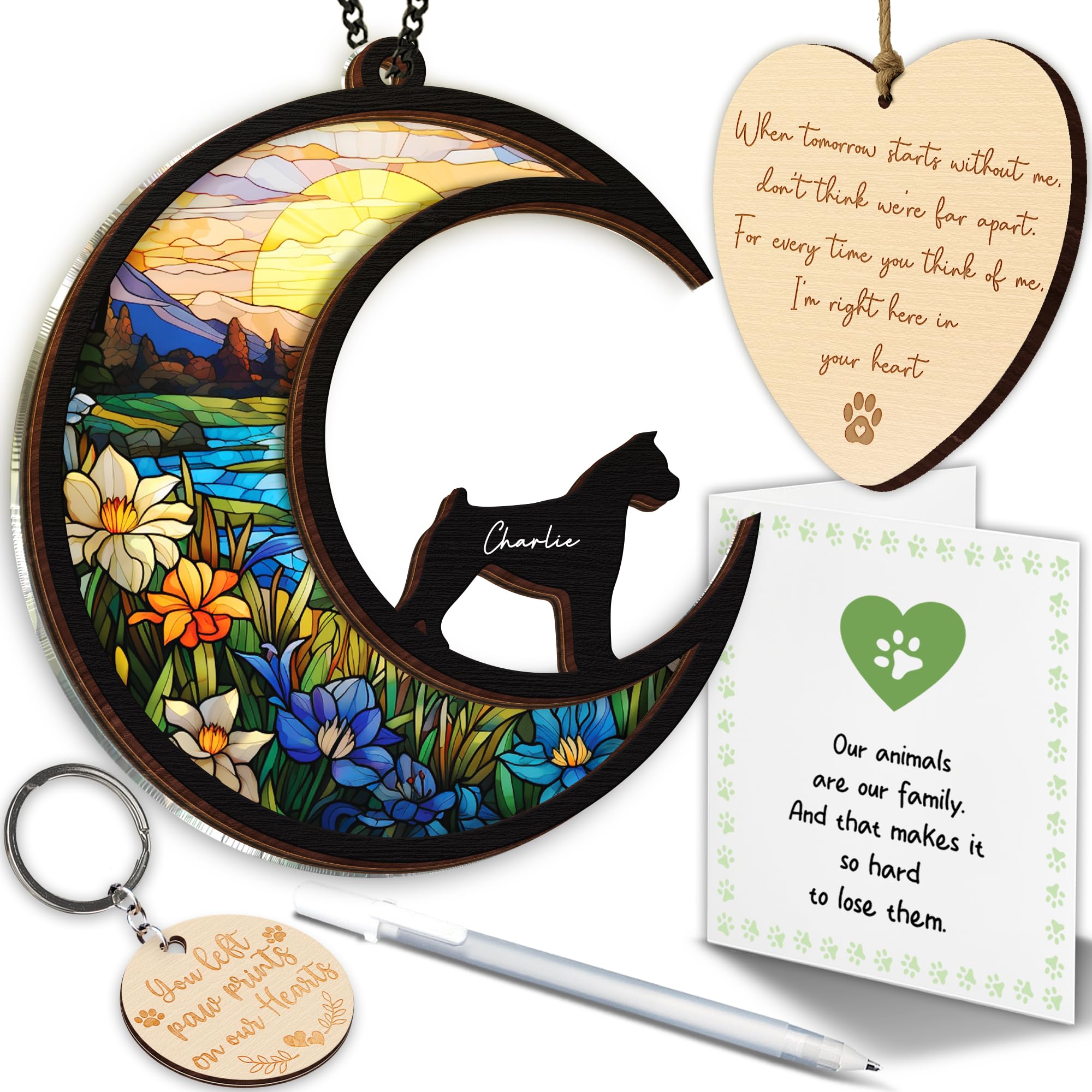 Vinatimes boxer-cropped-ears memorial suncatcher catches sunlight for cherished memories.