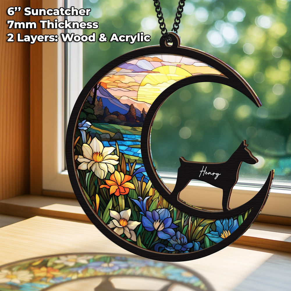 Vinatimes custom-name doberman suncatcher highlights personalized inscription