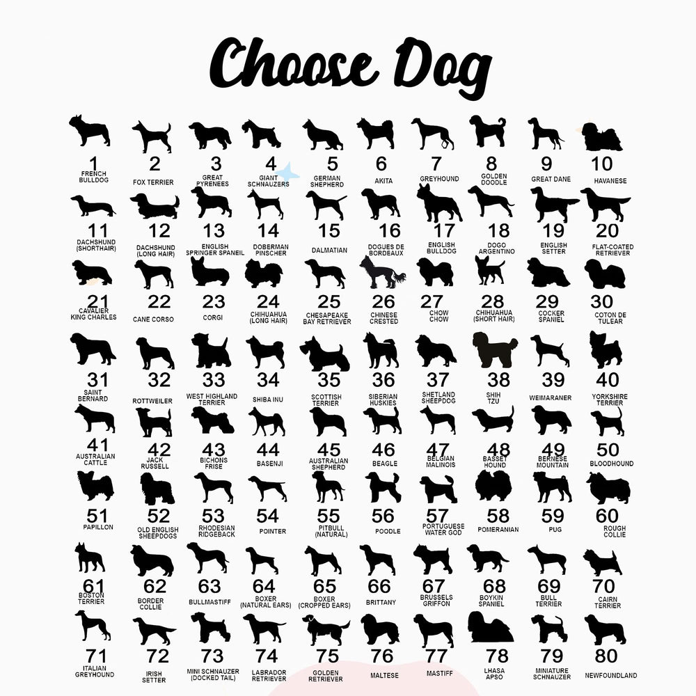 Vinatimes customization options with 80 breed templates including bull terrier