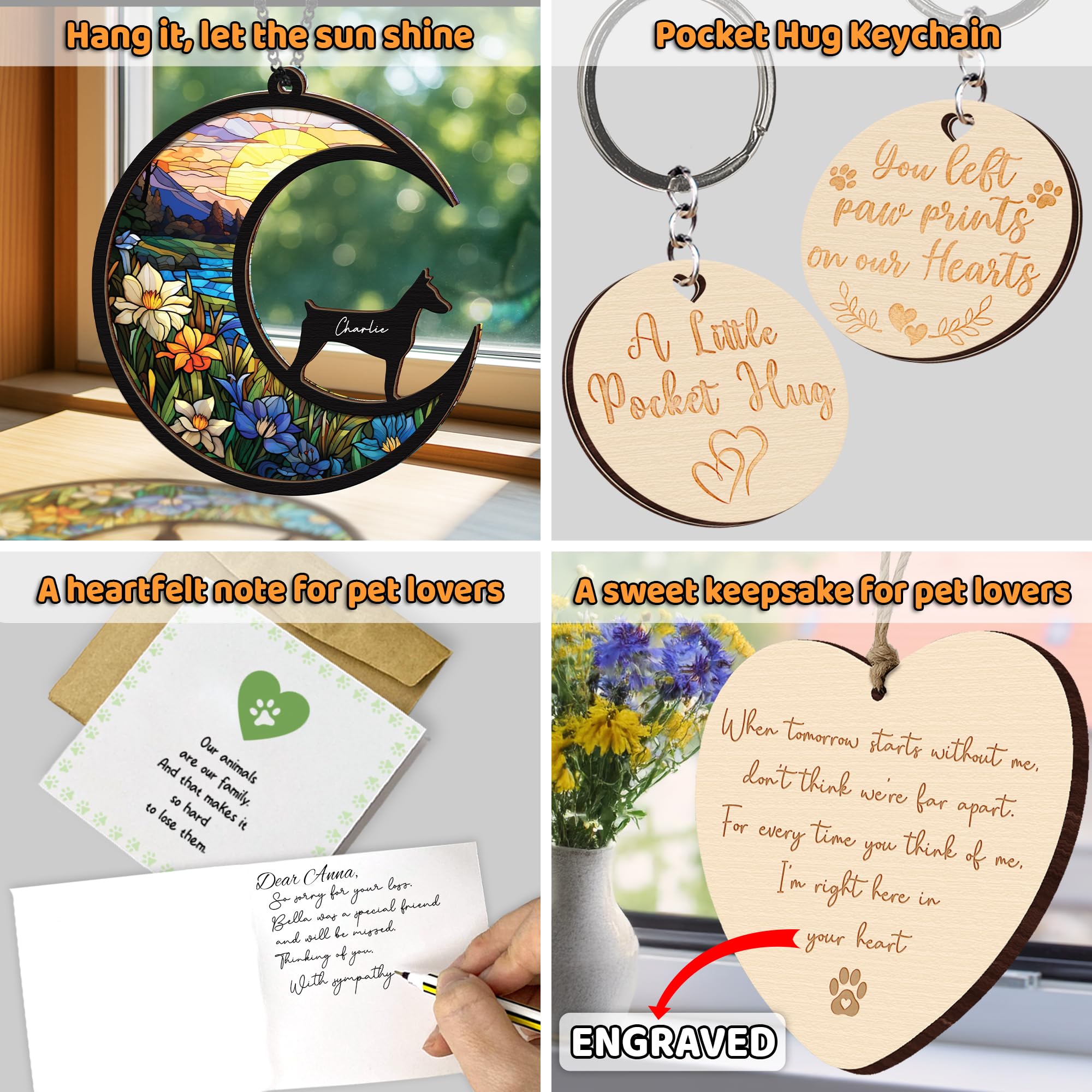 Vinatimes engraved memorial message option inscribes dog's name