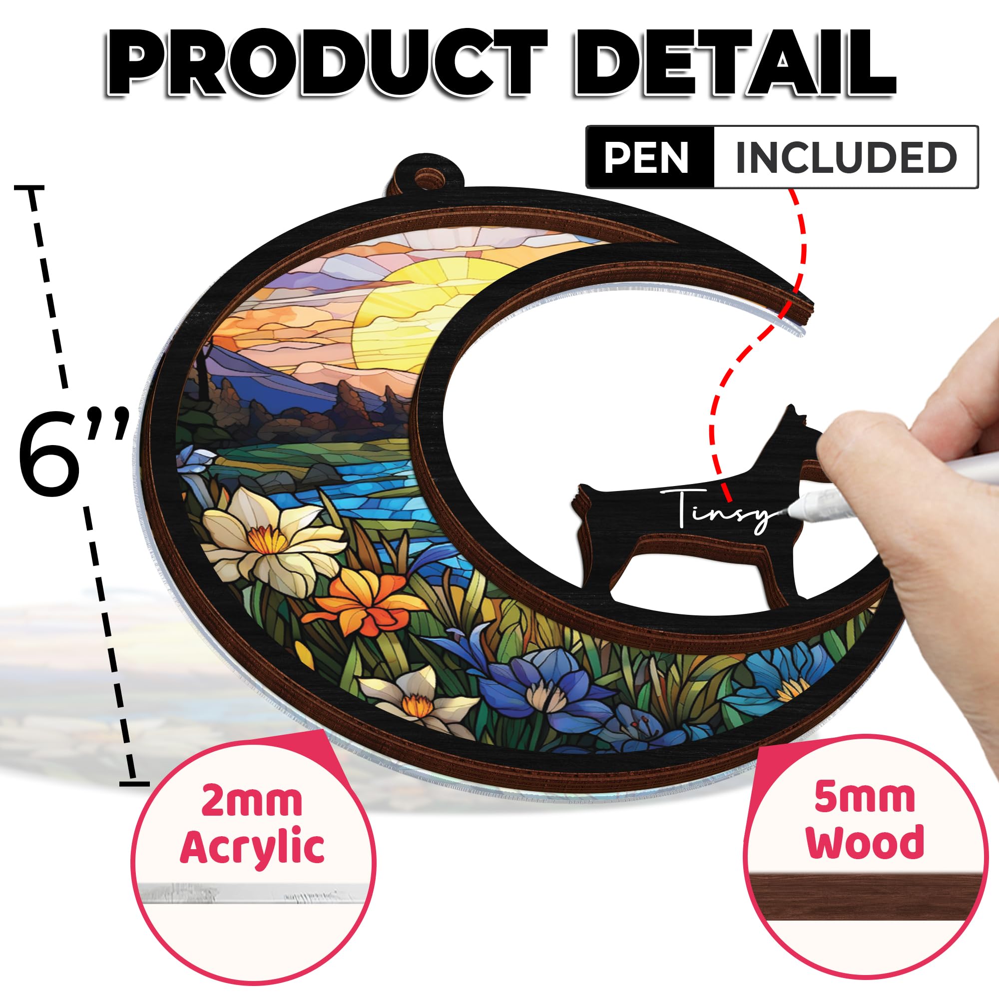 Vinatimes eco-friendly wood and acrylic suncatcher for enduring pet remembrance