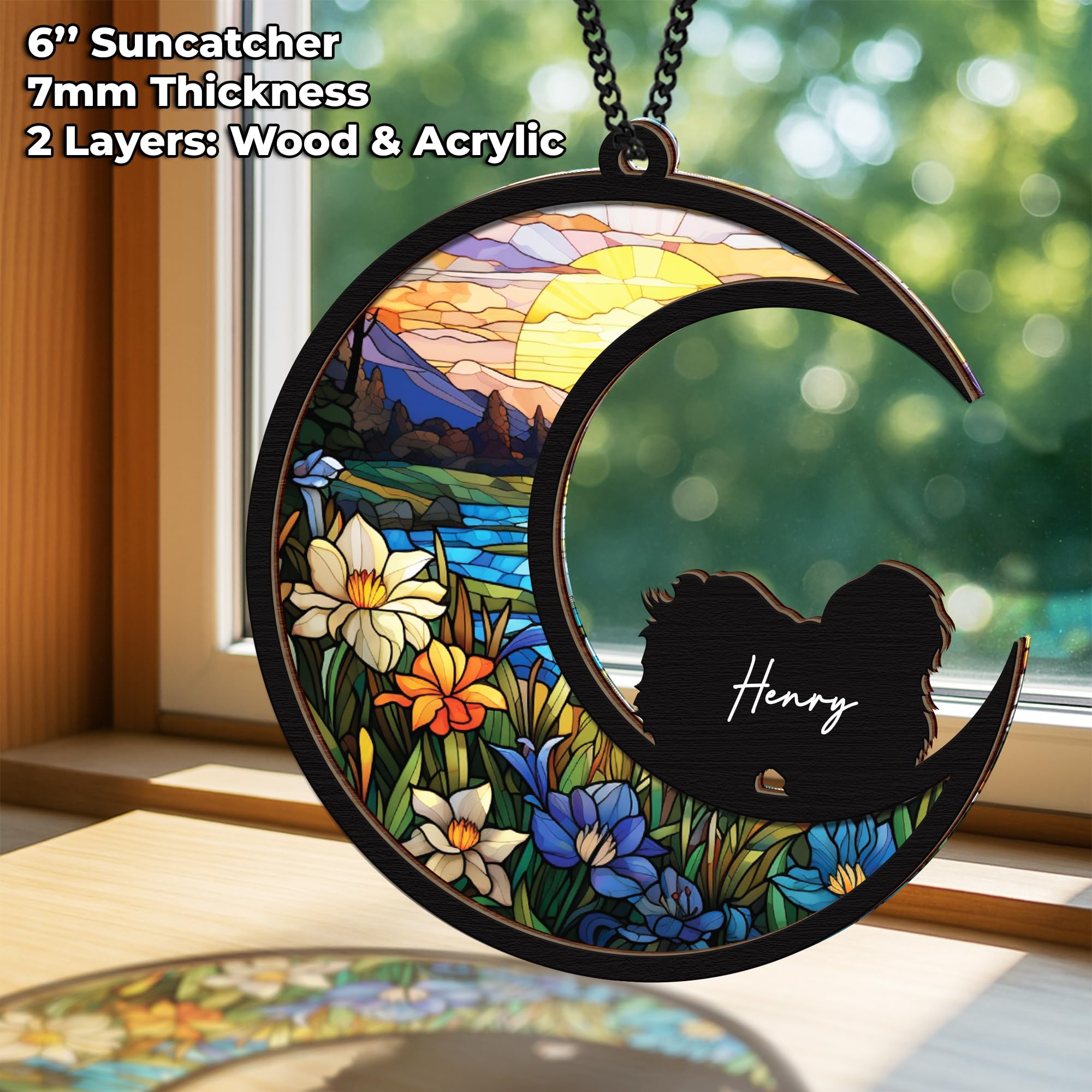 Vinatimes memorial suncatcher iron chain ready for wall or window hanging