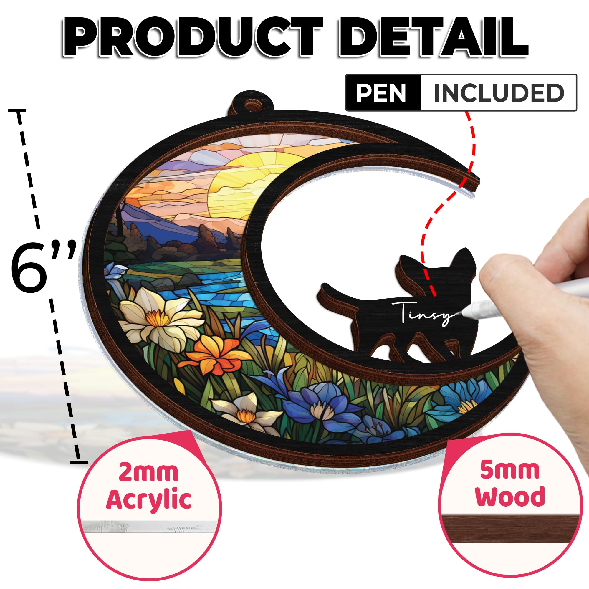 Vinatimes suncatcher with iron chain for easy hanging in windows or cars