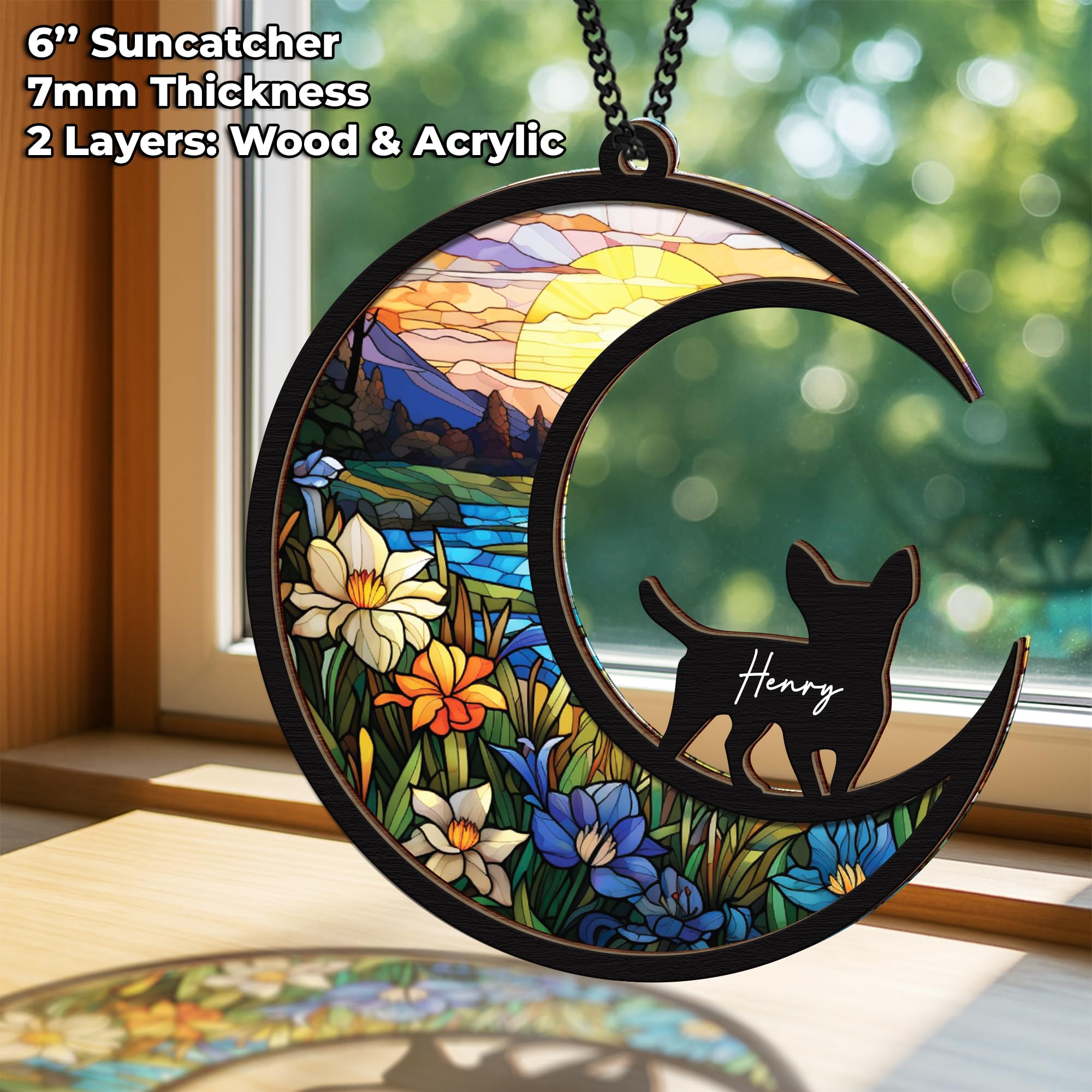 Vinatimes memorial suncatcher showing wood and acrylic finish for a lasting keepsake