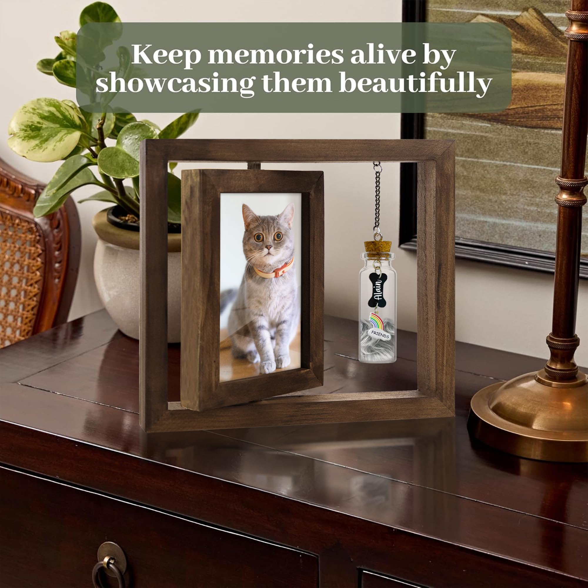 Vinatimes no longer by my side heart tag complements the memory frame.