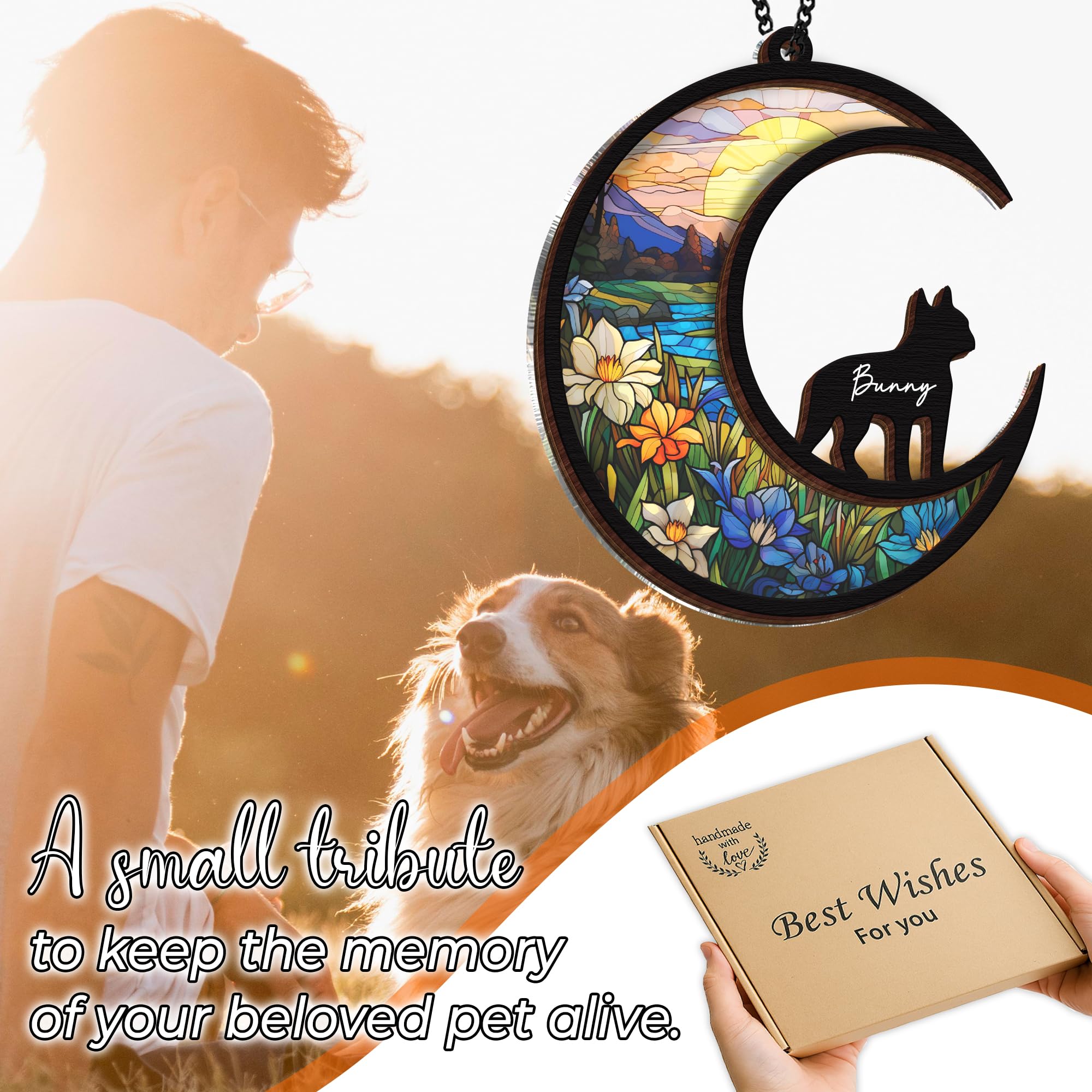 Vinatimes suncatcher 80-breed template option highlights customization for beloved dogs.