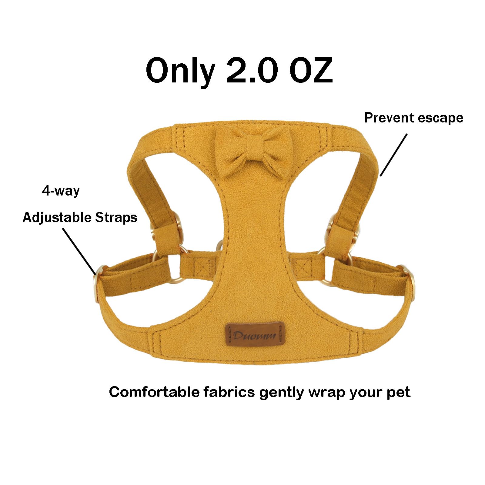 Vinqki ultra-lightweight harness 2oz, unobtrusive for active daily outings.