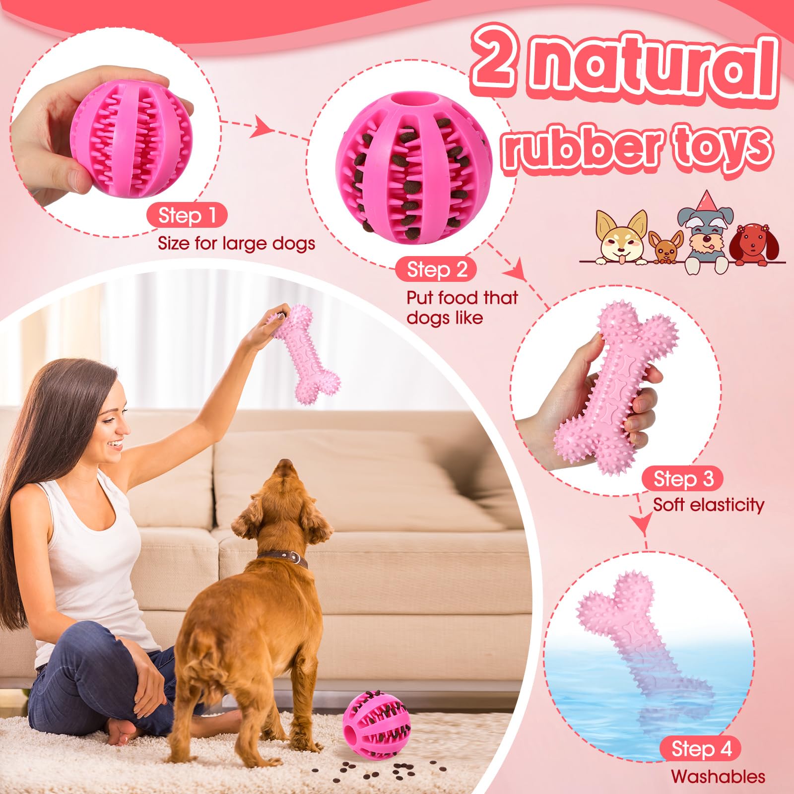 Vinsot dog-treat-ball-rubber encourages chewing and interactive rewards