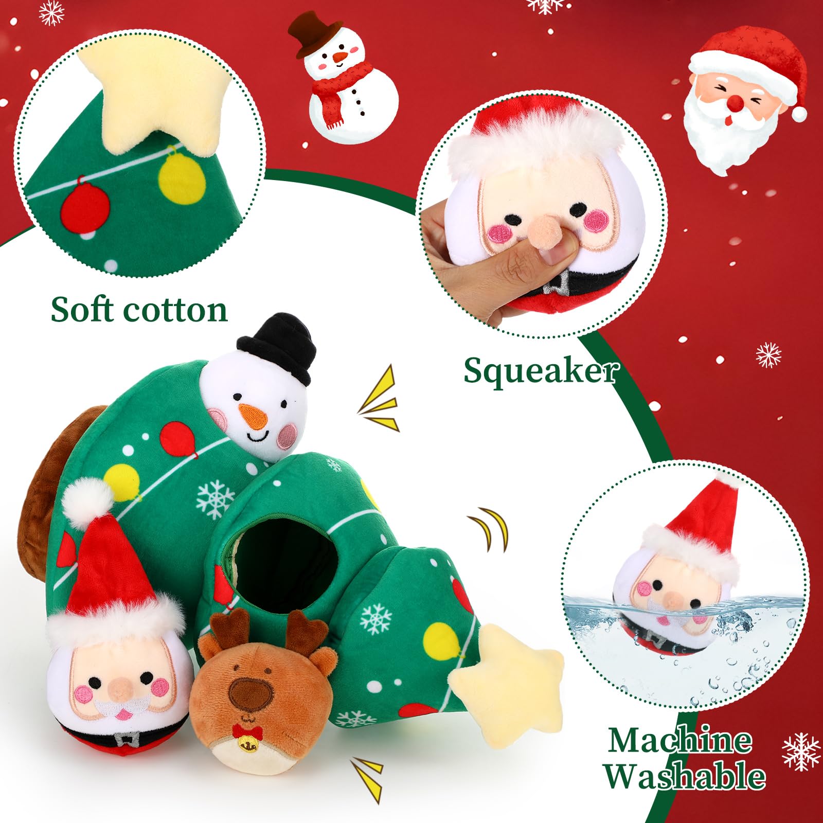 Vinsot Snowman plush dog toy designed for safe, engaging fun.