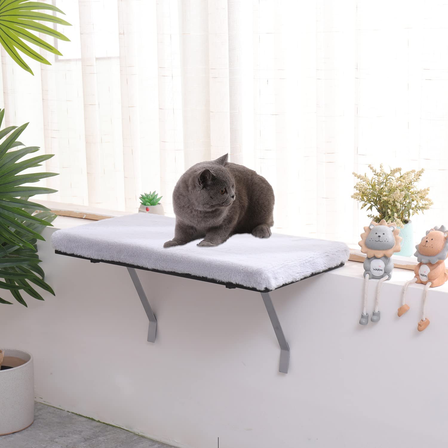VIPACE cat window perch plush cover provides cozy resting space in gray fabric