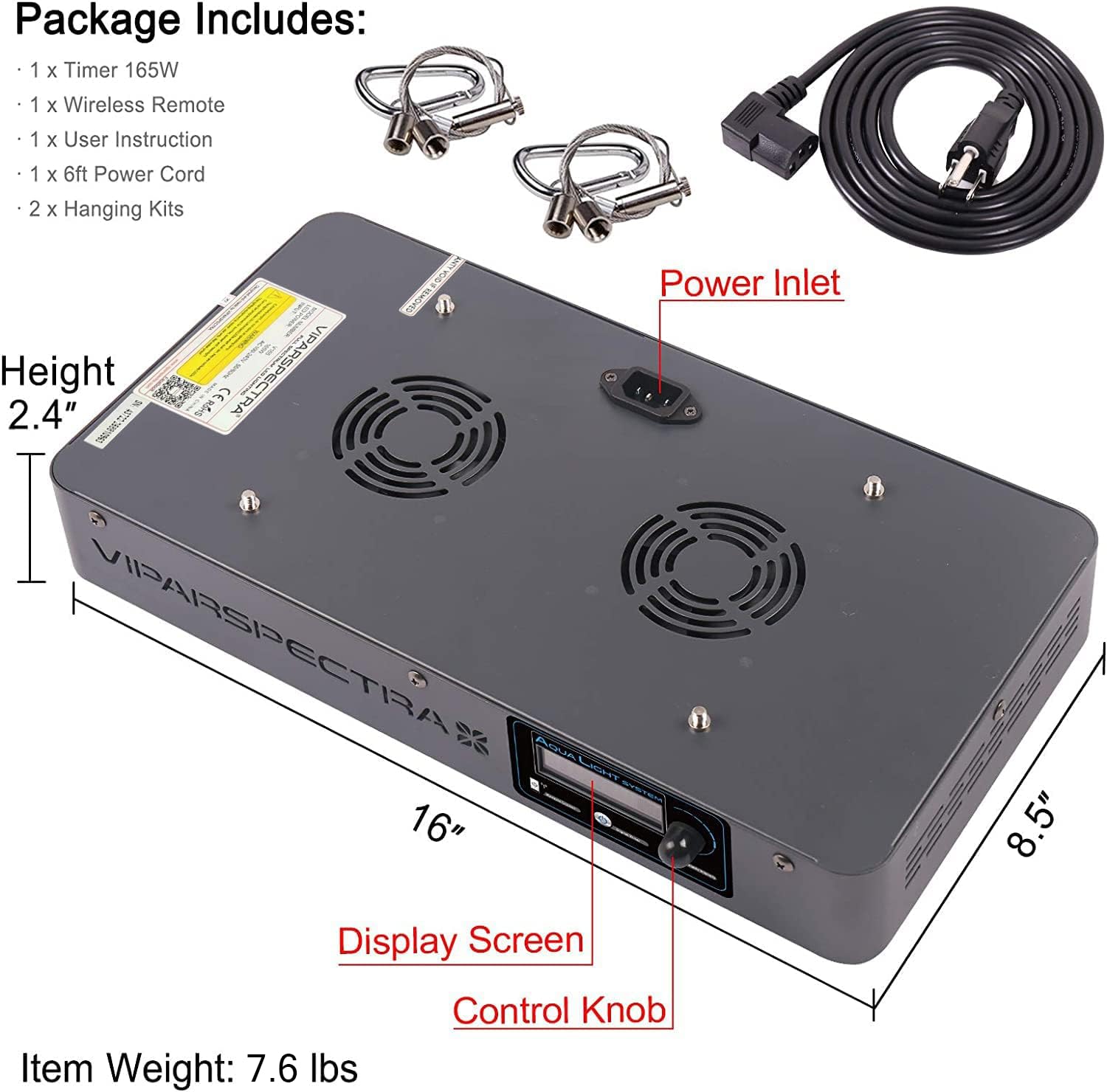 VIPARSPECTRA 165W blue/white spectrum highlights fluorescence
