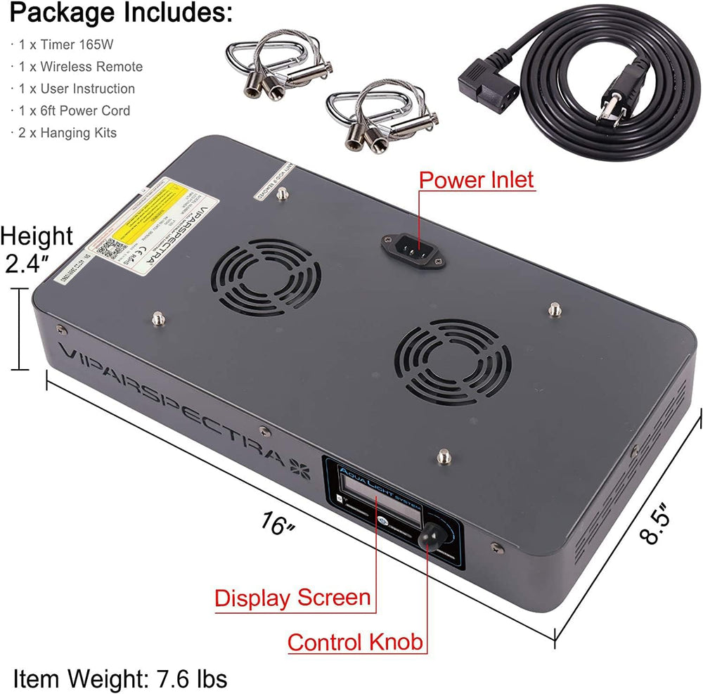 VIPARSPECTRA 165W blue/white spectrum highlights fluorescence