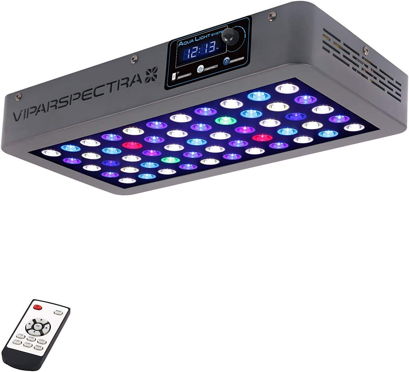 VIPARSPECTRA 165W LED aquarium light front view for vibrant coral reef lighting