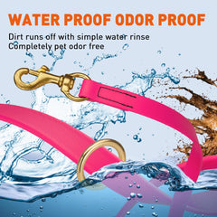 Viper leash features solid brass hardware that resists rust for daily handling.
