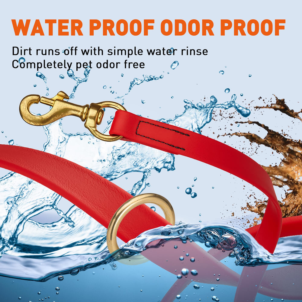 Viper Biothane leash with solid brass snap close-up showing rust resistance