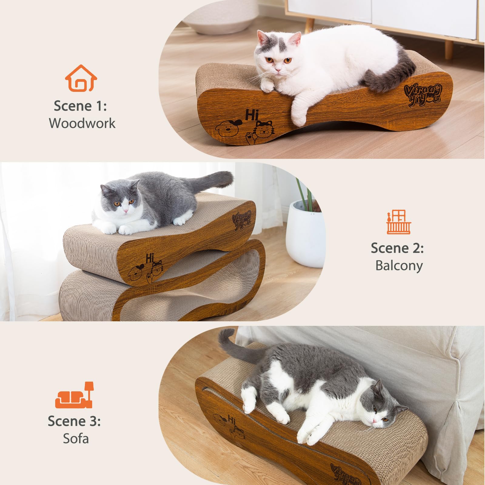 VIRAAGYIYOU cat scratcher non-slip base enhances stability during vigorous scratching