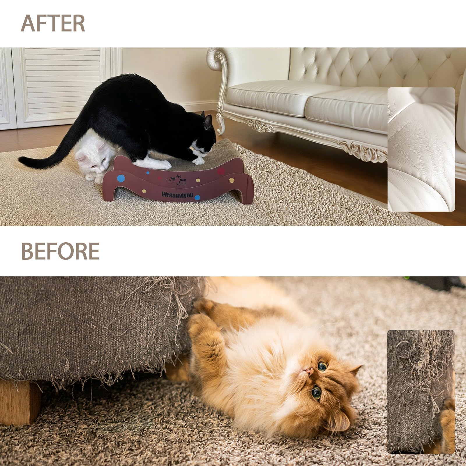 Viraagyiyou cat-scratcher paw-prints-design: cute visuals enhance home decor while engaging cat