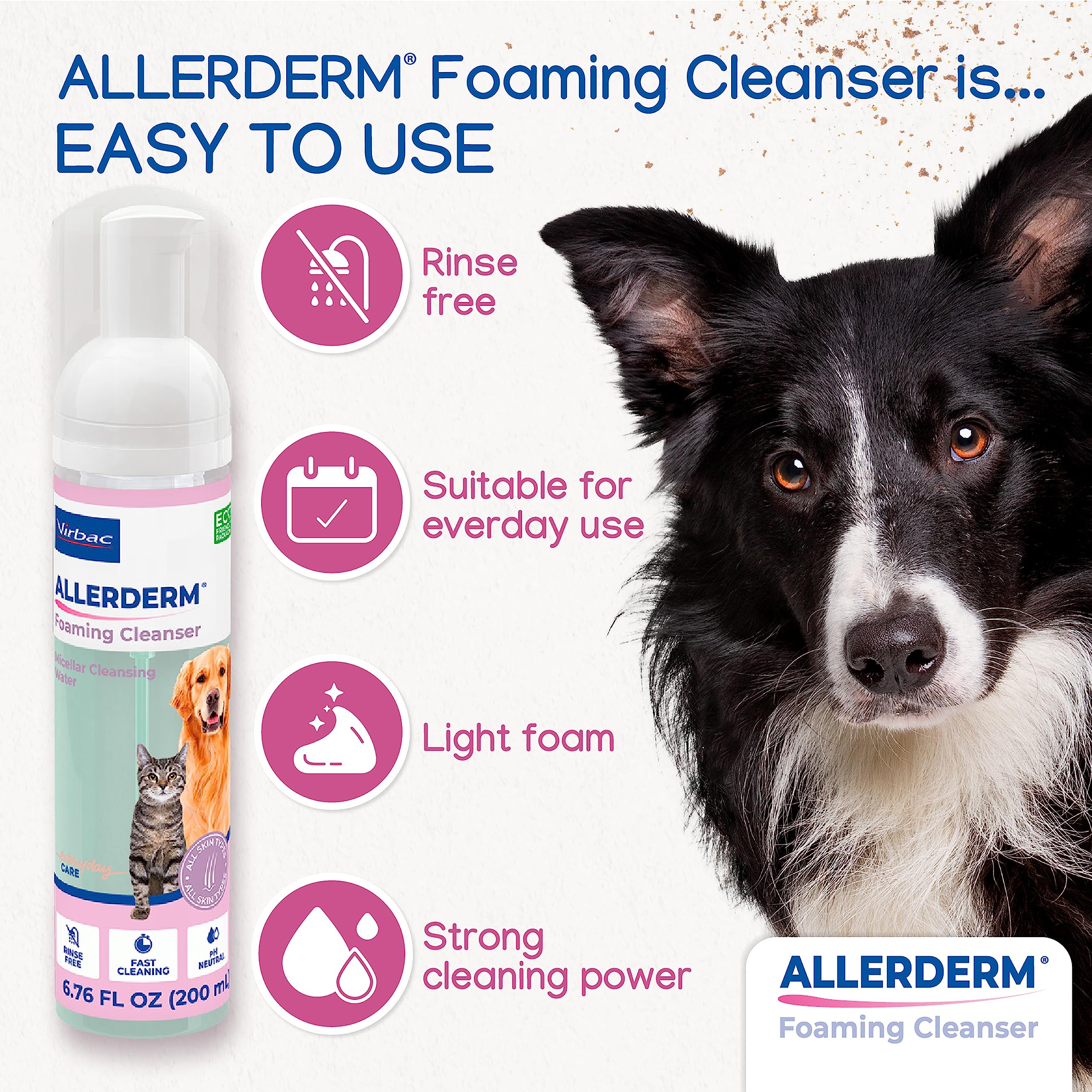 Virbac Allerderm deodorizing foam for pets freshens coats