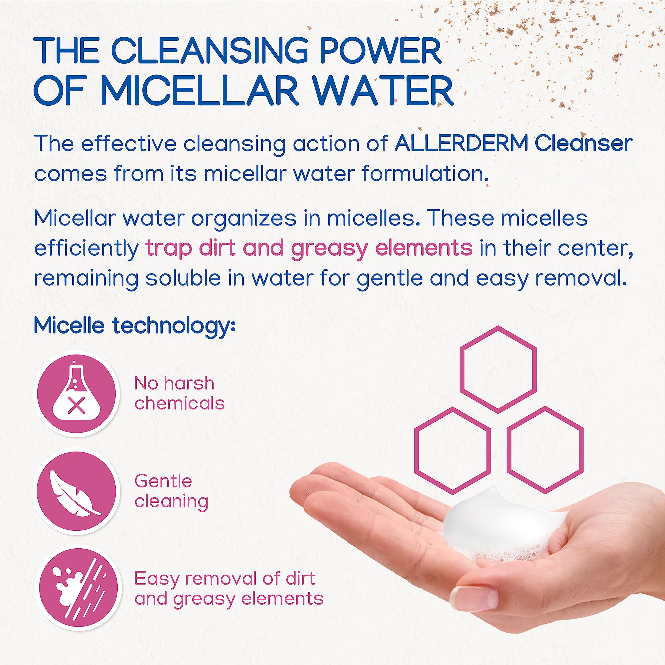 Virbac Allerderm micellar foam closeup showing light cleansing foam
