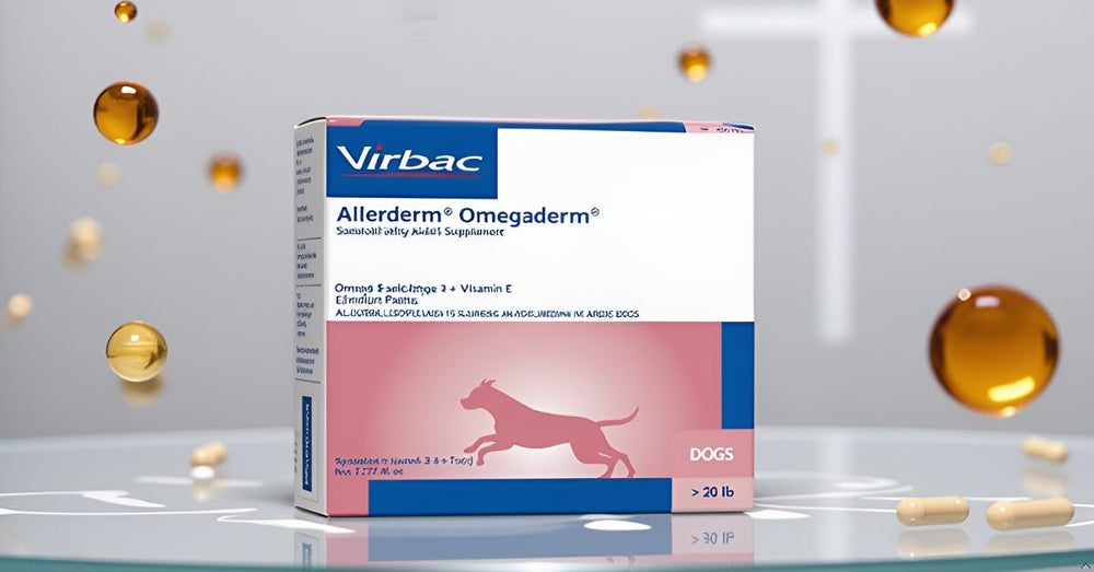 Virbac Allerderm Omegaderm EZ-Dose packets visual illustrating simple dosing for owners