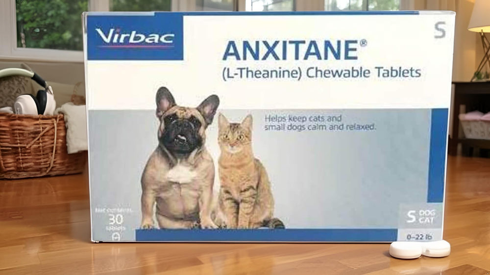 Virbac Anxitane tablets close-up highlighting palatability and high acceptance