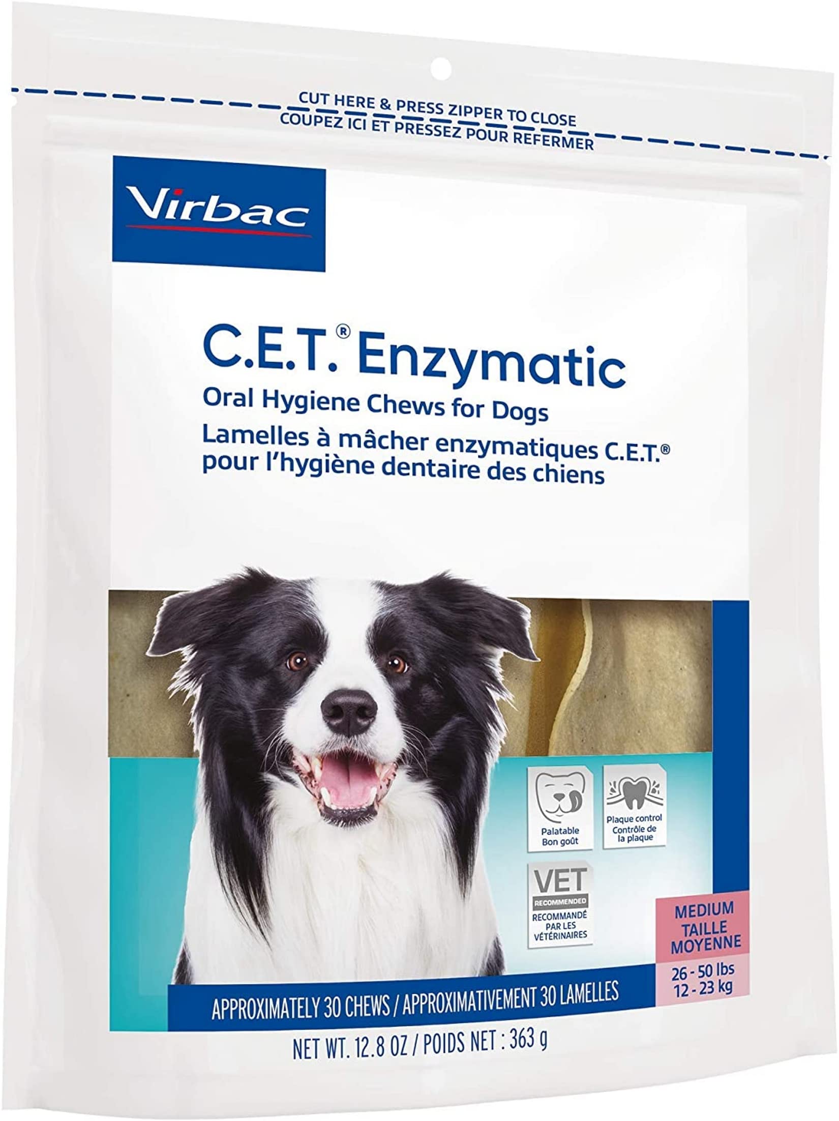 Virbac C.E.T. enzyme-based dental support with 54 kcal per chew