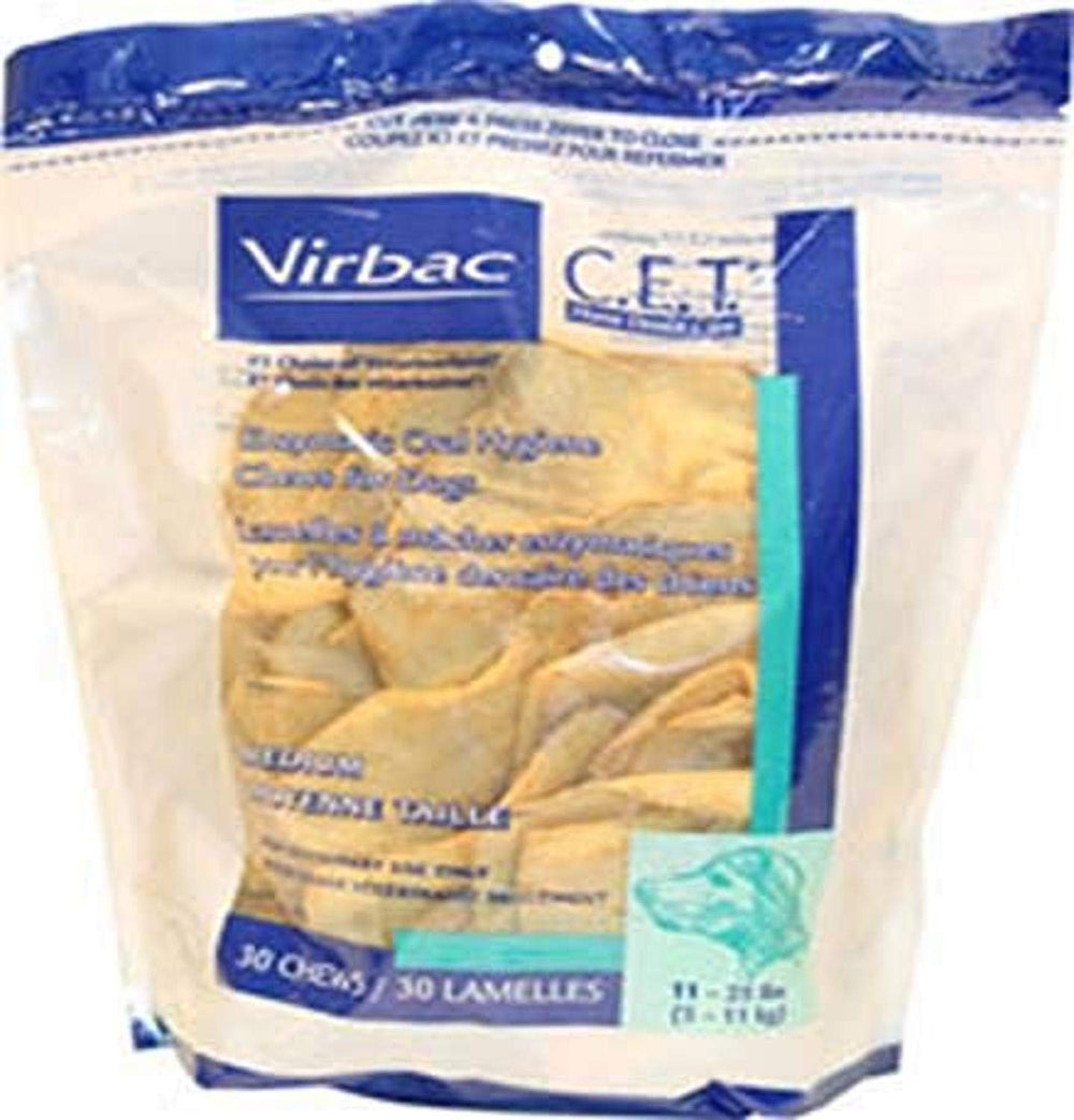 Virbac C.E.T. enzymatic dog chews for large dogs provide poultry-flavored dental care and breath freshness.