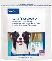 Virbac C.E.T. enzymatic chews packaging for medium dogs supports daily dental care