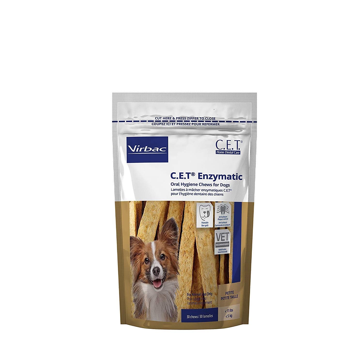 Virbac C.E.T. enzymatic chews for small dogs in packaging support daily dental care