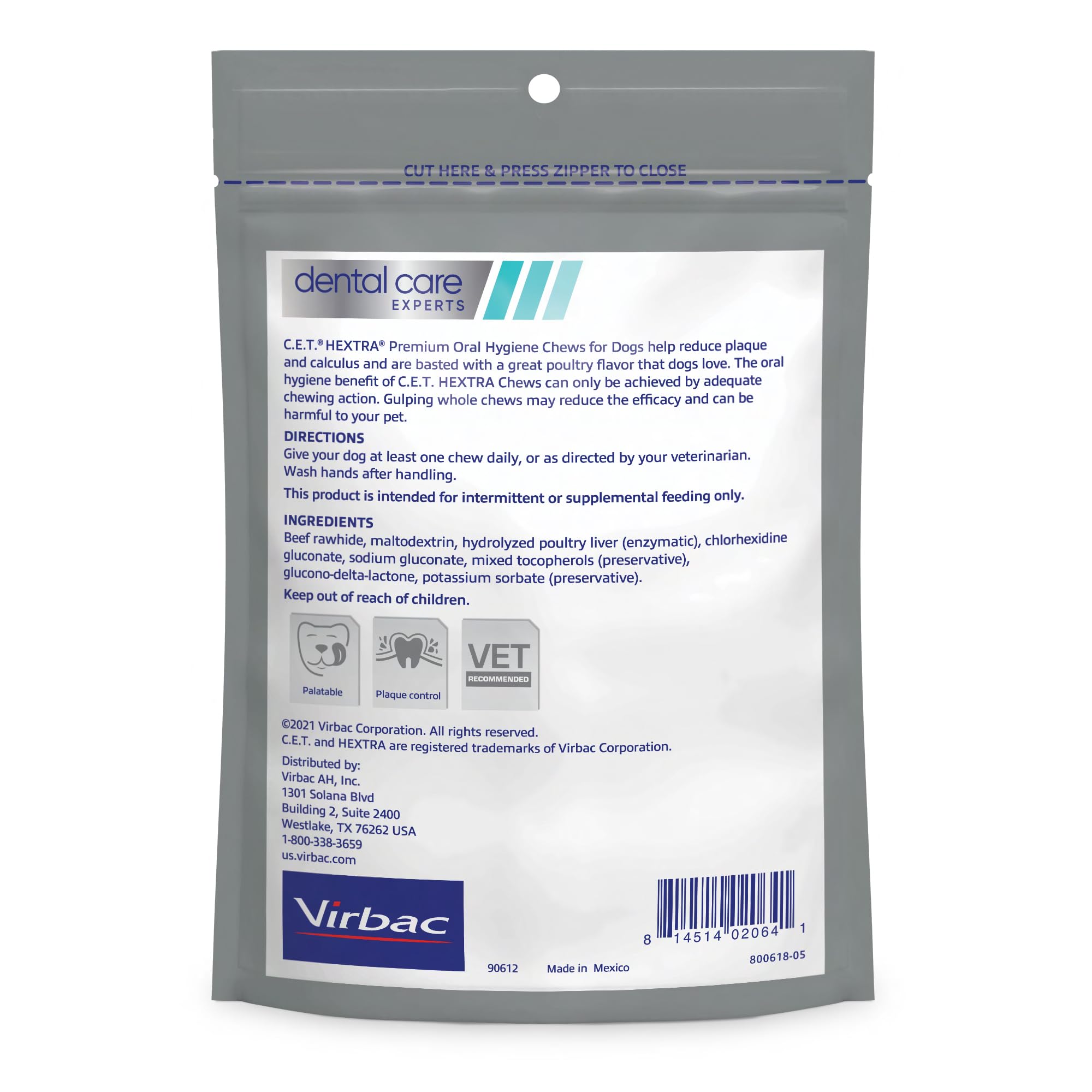 Chlorhexidine coating on Virbac HEXtra chew highlights cleaning benefits