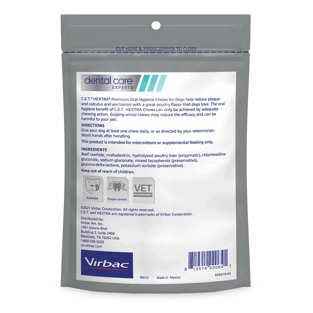 Chlorhexidine coating on Virbac HEXtra chew highlights cleaning benefits