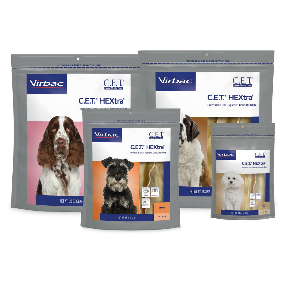 Virbac C.E.T. HEXtra chews single-layer beef rawhide for easier digestion.
