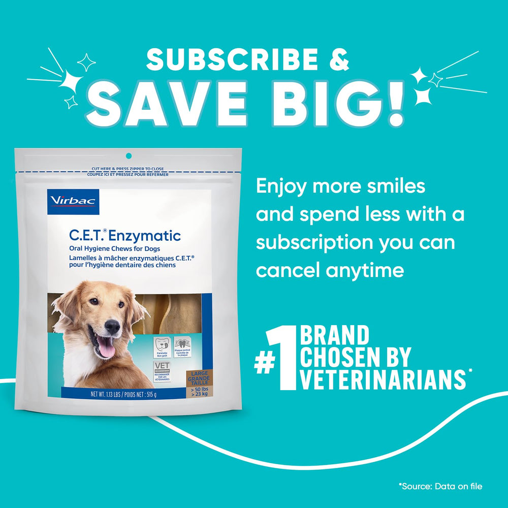Virbac CET pack shot shows 30-count large dog chews