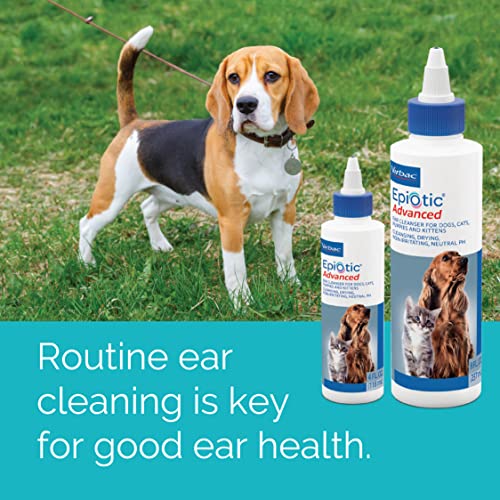 Virbac Epi-Otic Advanced Ear Cleanser action removes wax and debris from ears.
