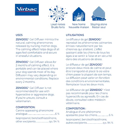 Virbac Zenidog gel diffuser by dog bed hints at calming sleep routines