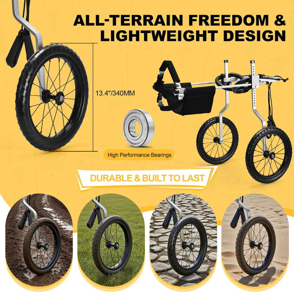 Virbraroo dog wheelchair reinforced-abdominal-strap redistributes weight to ease spine pressure