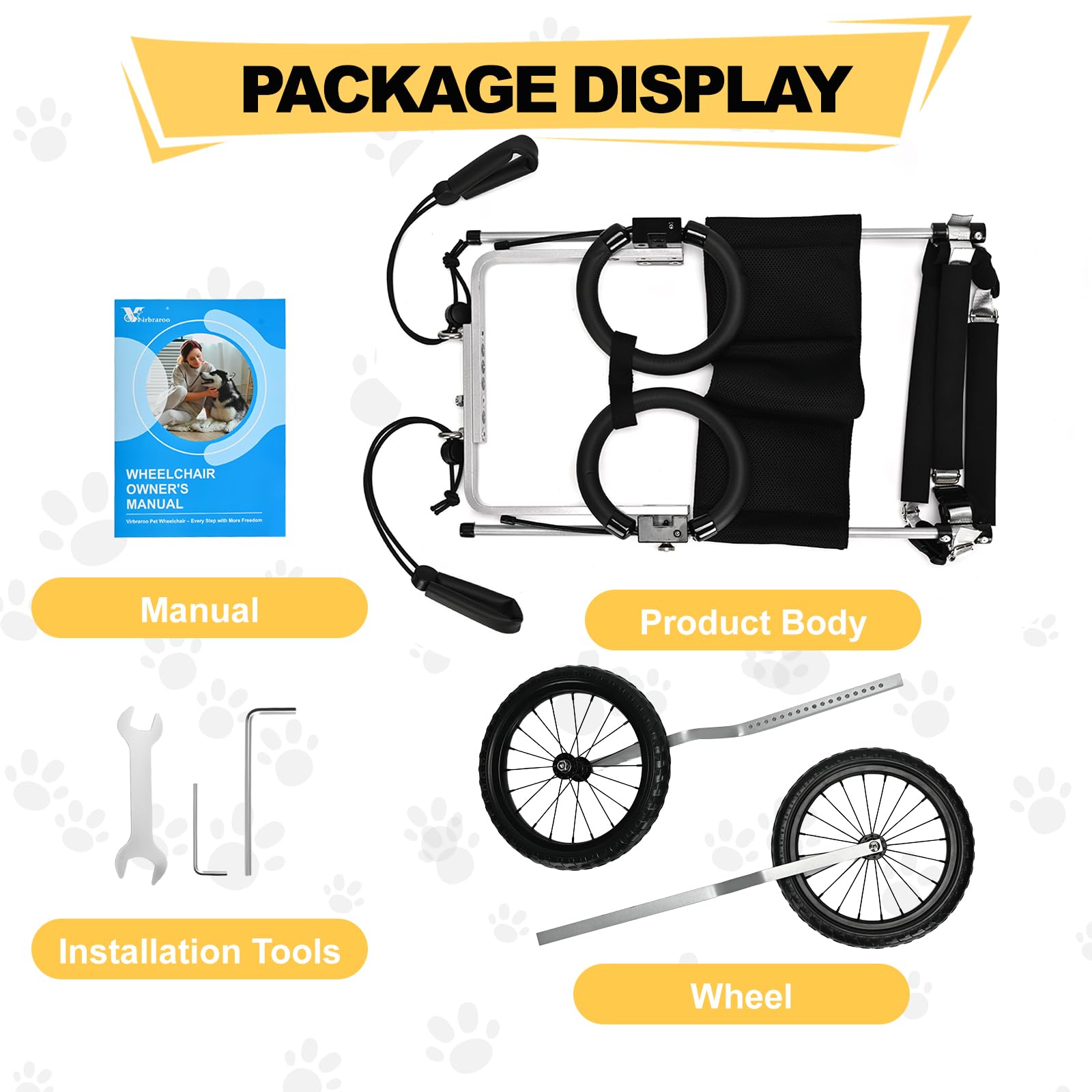 Virbraroo dog wheelchair 12-month-warranty ensures durability and peace of mind